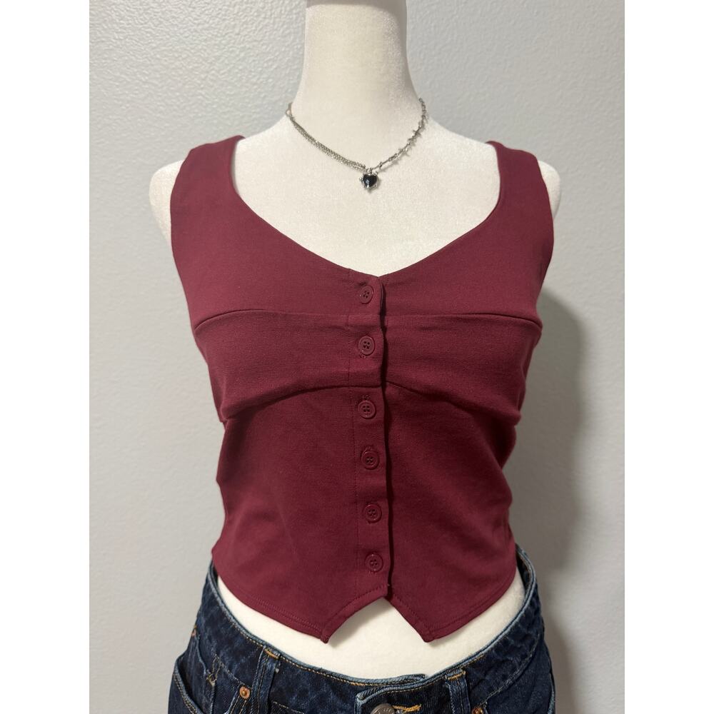 Forever 21 Corset Button-Down Crop Top  (Tag cut off) - Picture 2 of 6